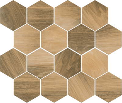 Płytki Uniwersalna Mozaika Prasowana Wood Natural Mix Heksagon Mat