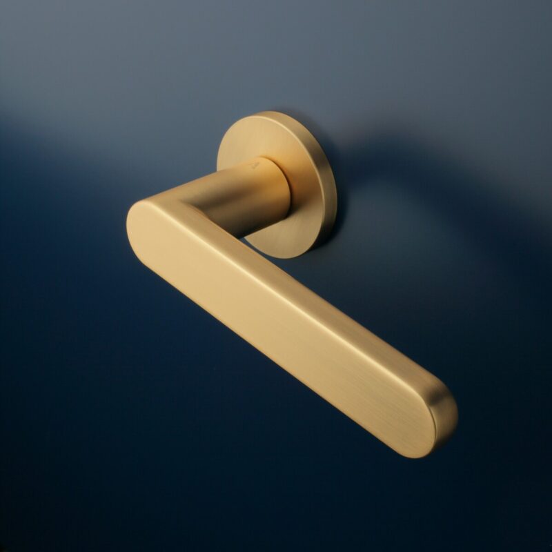 Klamka APRILE ALORA ROZETA R SLIM 7MM KG - złoty matowy