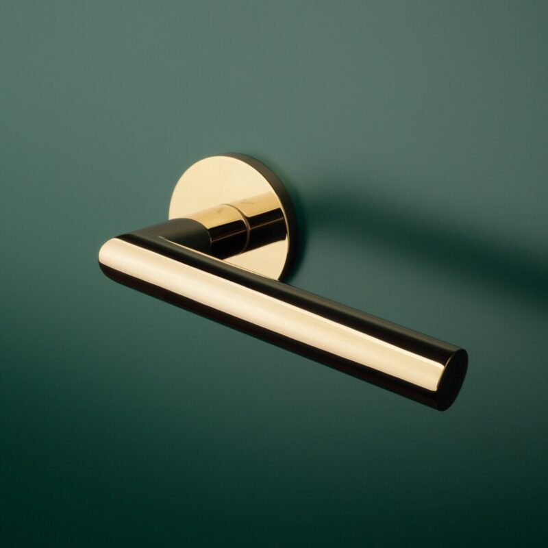 Klamka APRILE ARABIS ROZETA R SLIM 7MM GOLD SATIN - złoty matowy