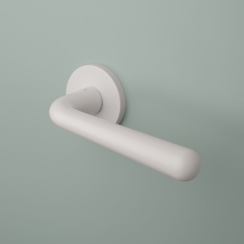 Klamka APRILE IRGA ROZETA R SLIM 7MM WHITE - biały matowy